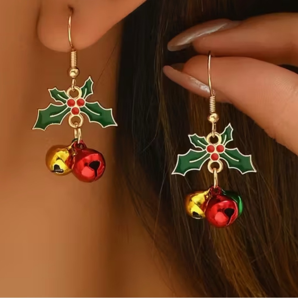 Festive Holly and Bell Earrings
